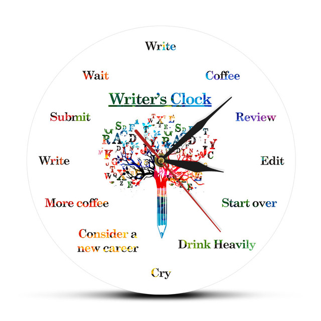 Time to Write Funny Wall Clock for Writers Fiction Writer's Word Art  Contemporary Hanging Wall Watch Writing Fan Writer Gifts - AliExpress